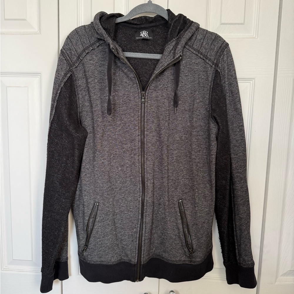 Rock & Republic Charcoal and Black Zip-Up Sweater